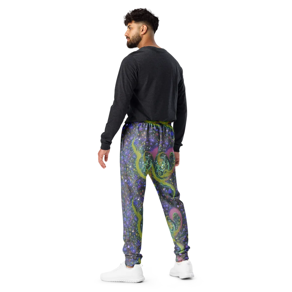 Neon Garden Grid on Men's Joggers — Back