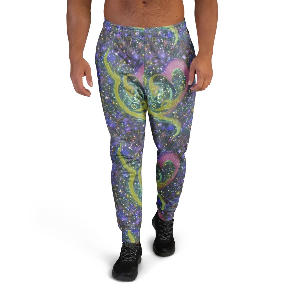 Neon Garden Grid on Men's Joggers — Front