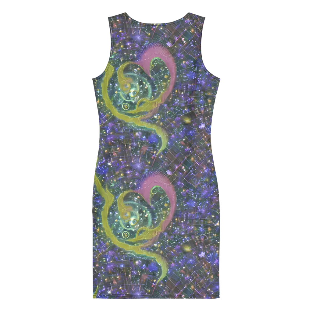 Neon Garden Grid on Bodycon Dress — Back