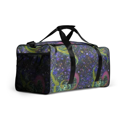 Neon Garden Grid on a Duffle Bag