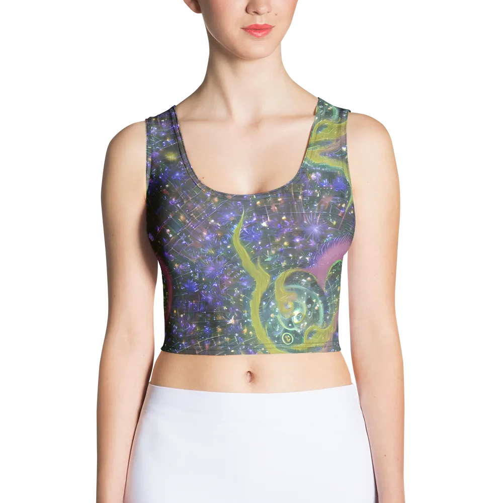 Neon Garden Grid on Crop Top — Front