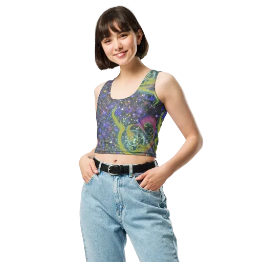 Neon Garden Grid on a Crop Top
