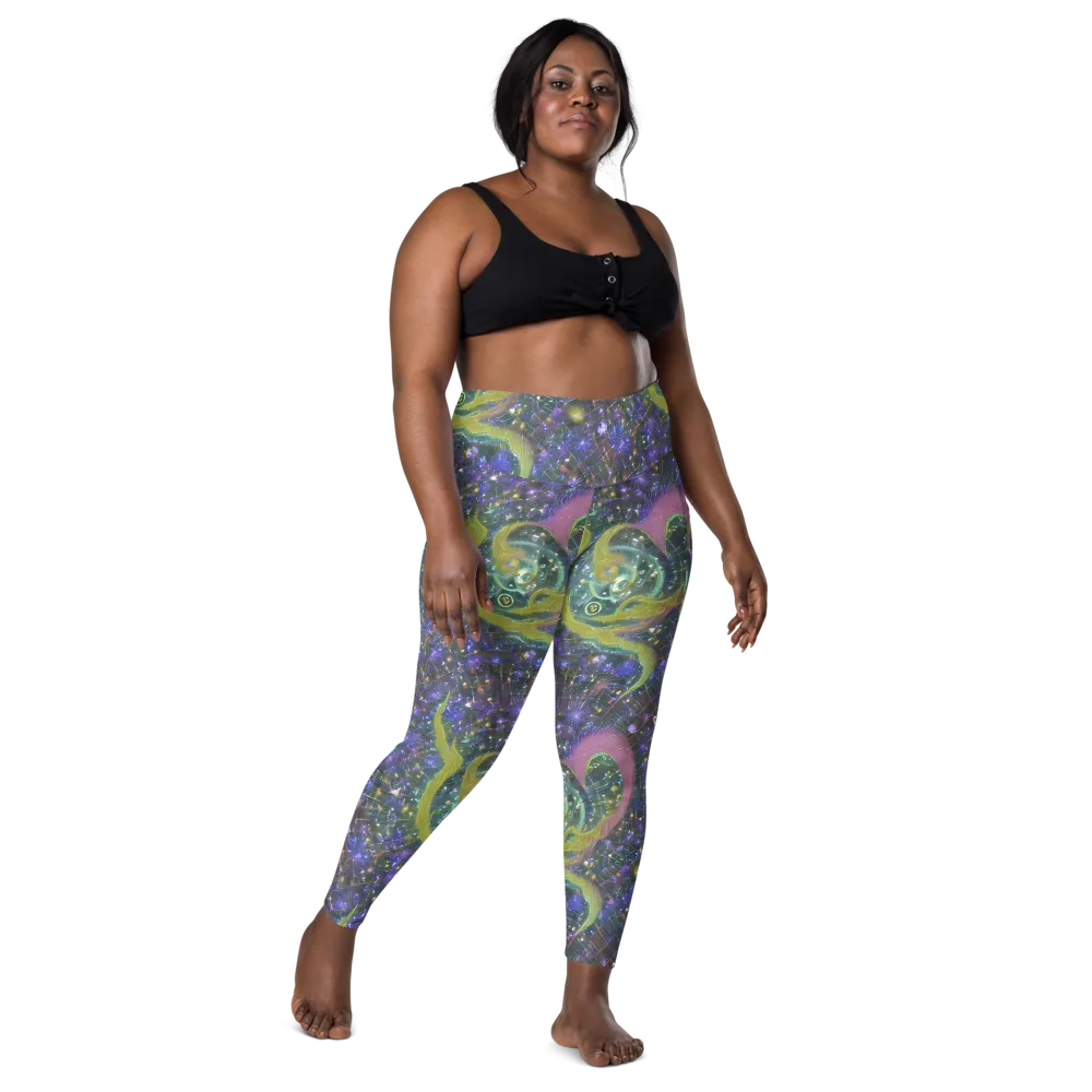 Neon Garden Grid on Leggings with Pockets — Front