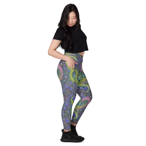 Neon Garden Grid on a Leggings with Pockets