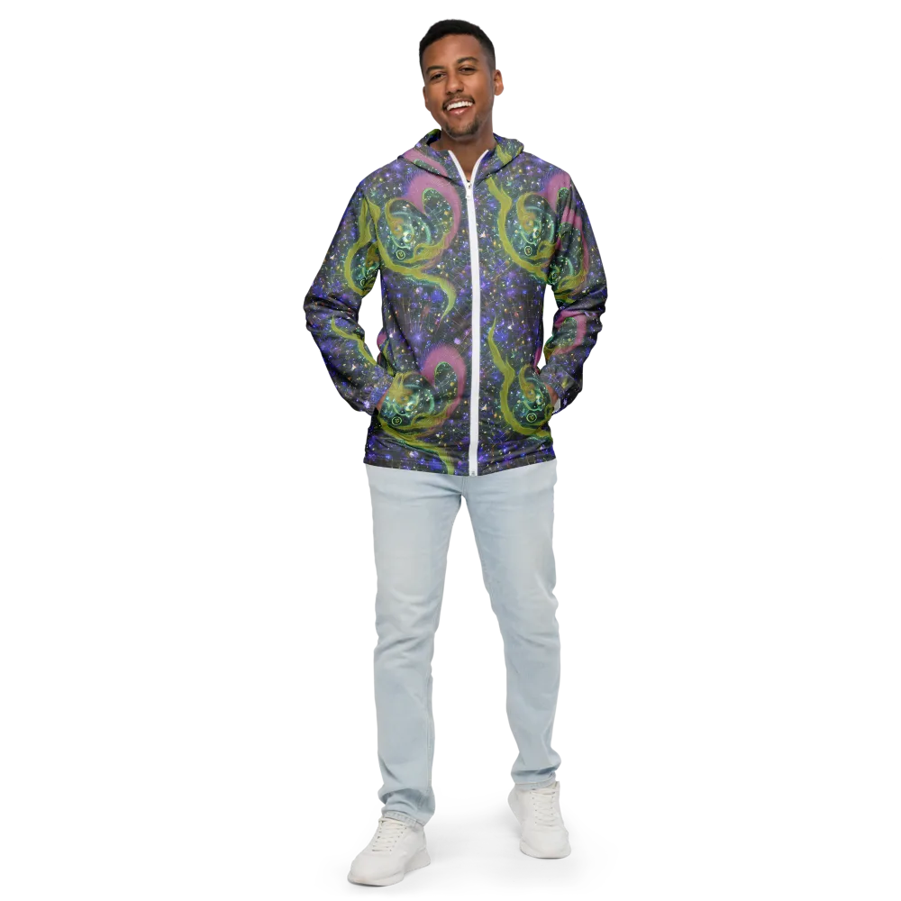 Neon Garden Grid on Men's Windbreaker — Front