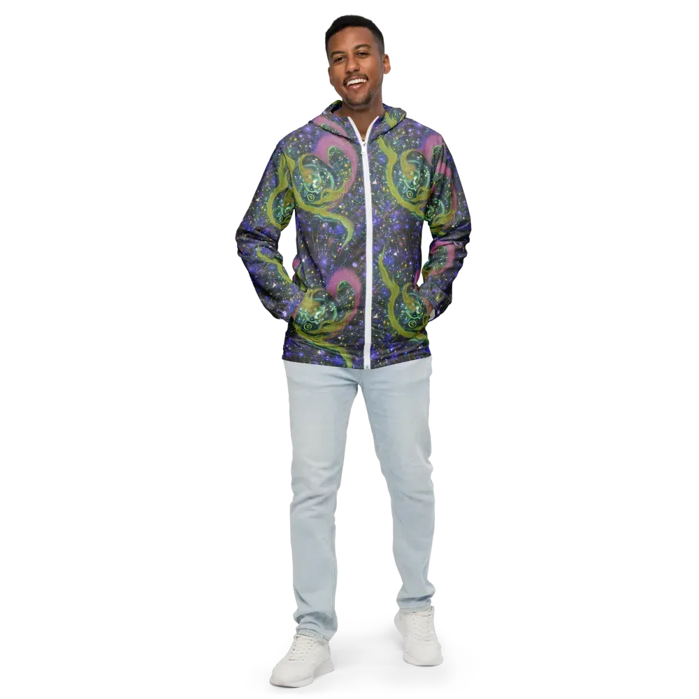 Neon Garden Grid on Men's Windbreaker — Front