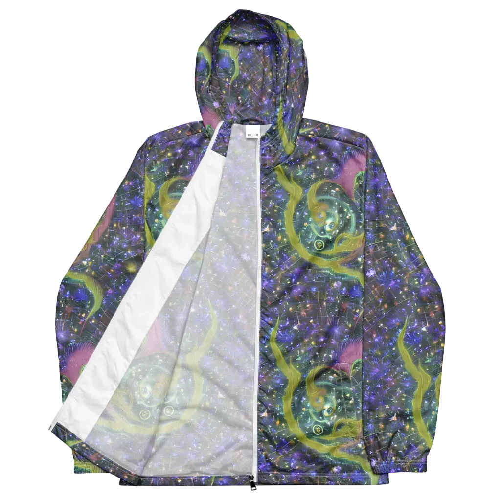 Neon Garden Grid on Men's Windbreaker — Front