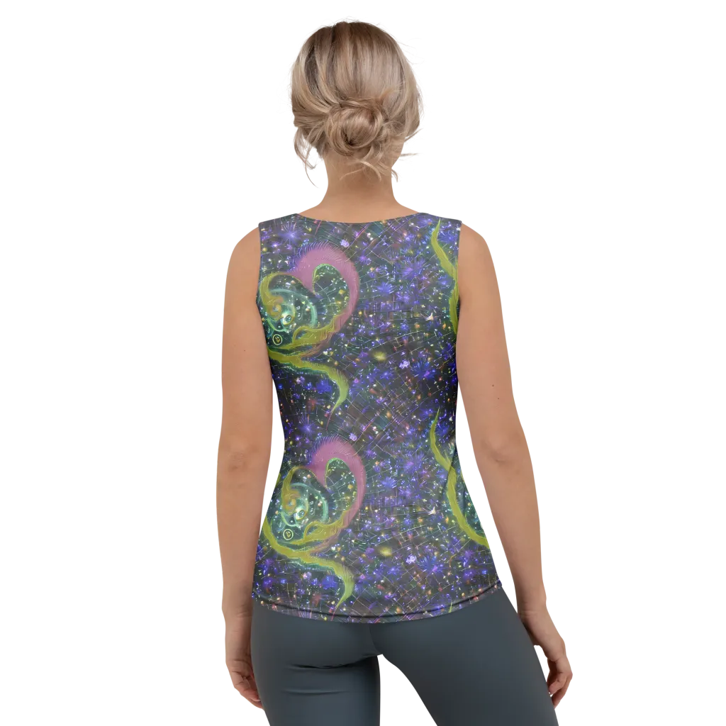 Neon Garden Grid on Women's Tank Top — Back