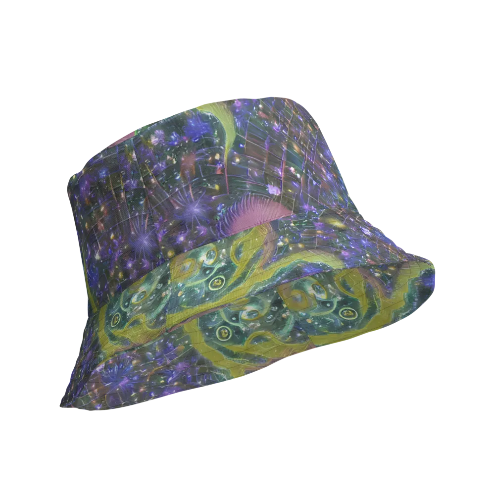 Neon Garden Grid on Reversible Bucket Hat — Product details Outside