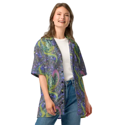 Neon Garden Grid on a Button Shirt
