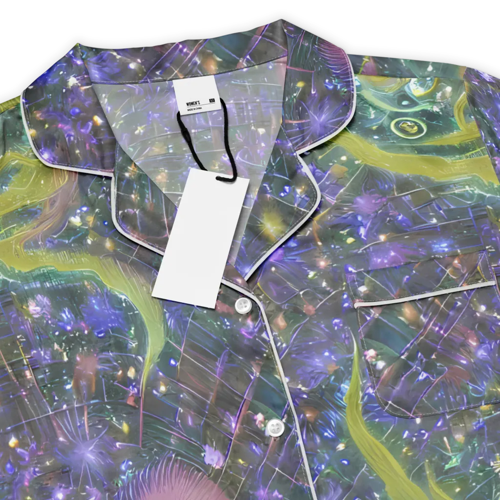 Neon Garden Grid on Women's Short Sleeve Pajama Top — Product details