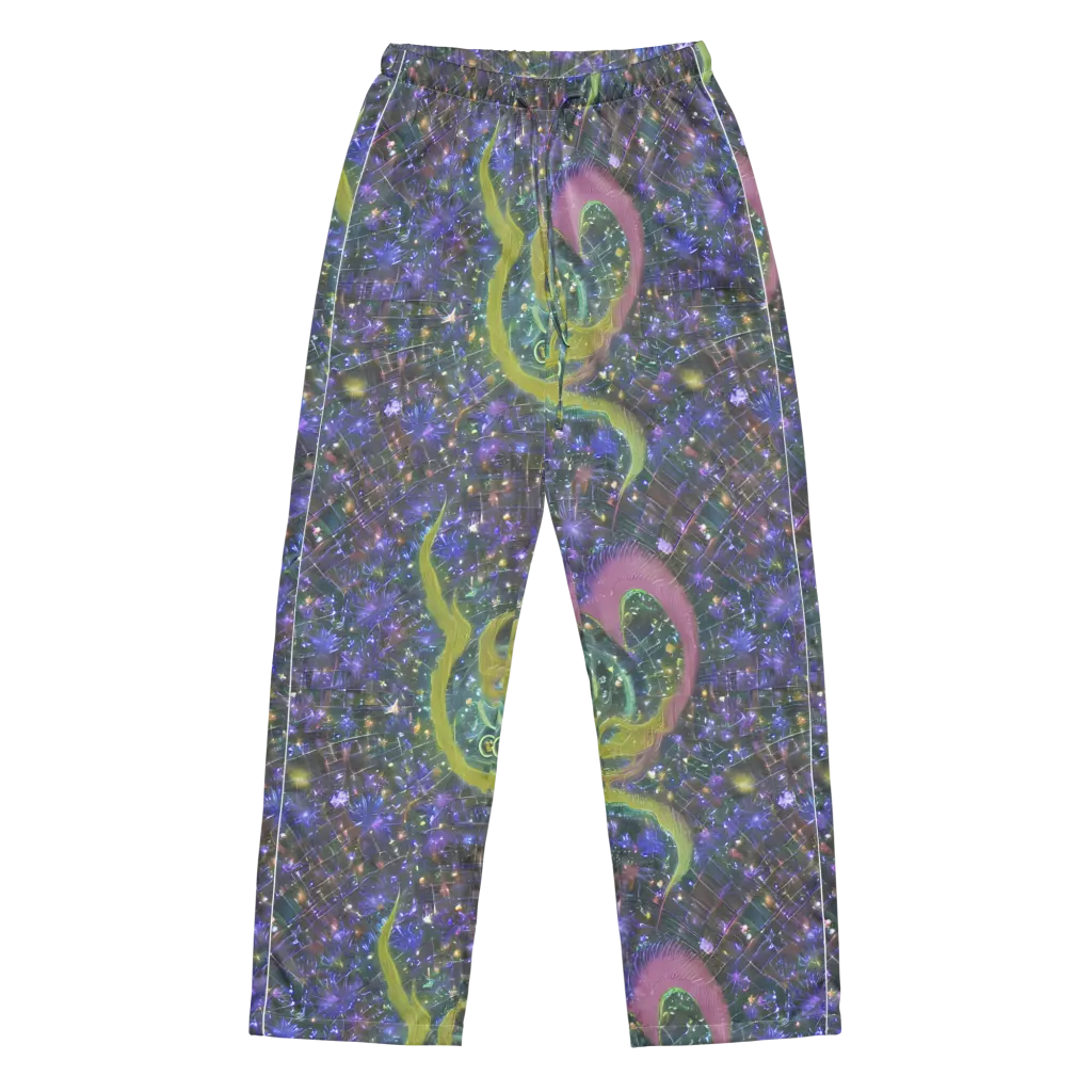 Neon Garden Grid on Women's Pajama Pants — Front