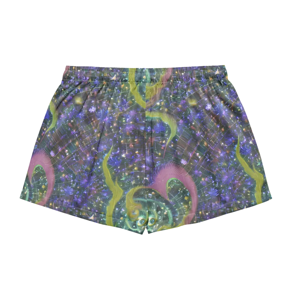 Neon Garden Grid on Women's Pajama Shorts — Back