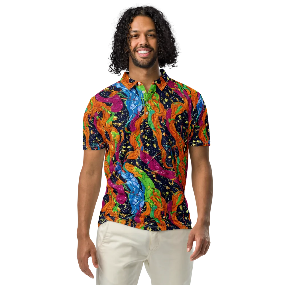 Tropical Static on Men's Slim Fit Polo Shirt — Front
