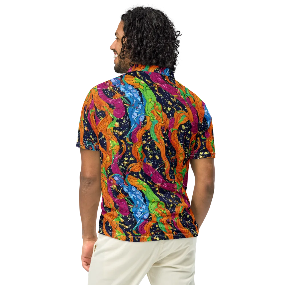 Tropical Static on Men's Slim Fit Polo Shirt — Back