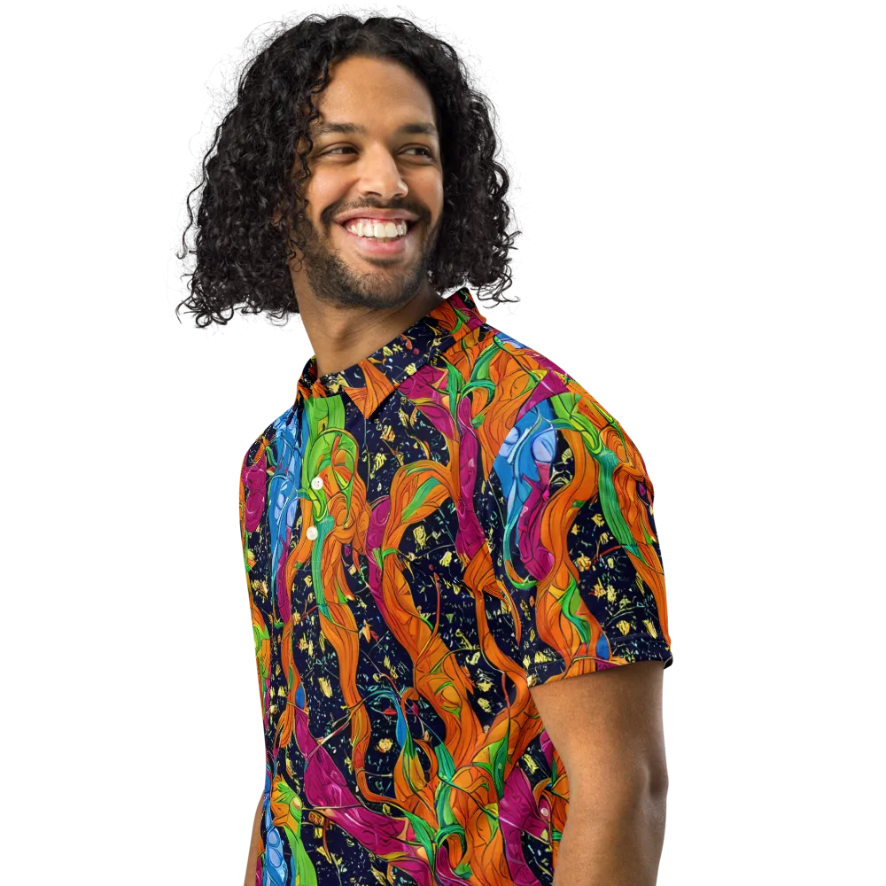 Tropical Static on Men's Slim Fit Polo Shirt — Left Front