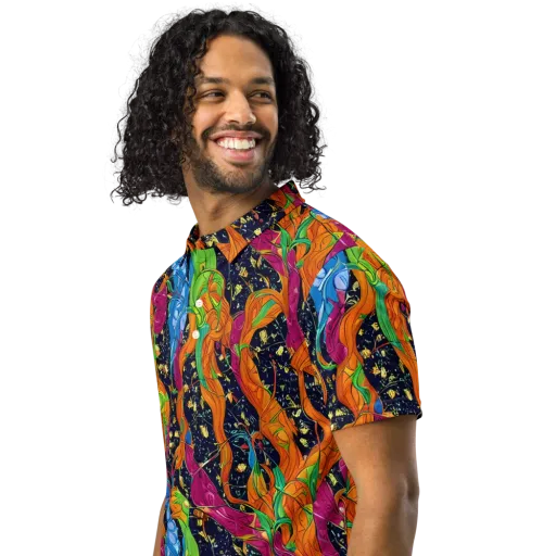 Tropical Static on a Men's Slim Fit Polo Shirt