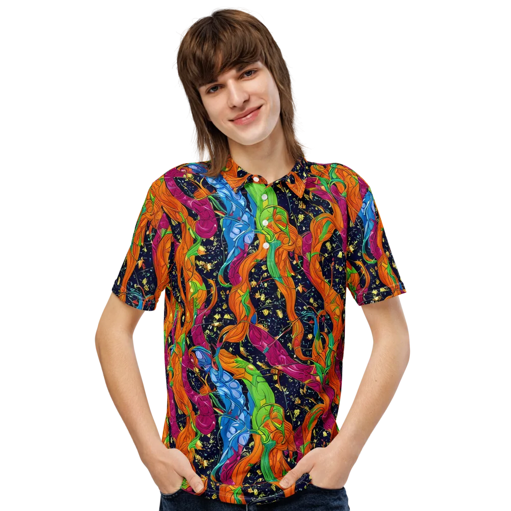 Tropical Static on Men's Slim Fit Polo Shirt — Front