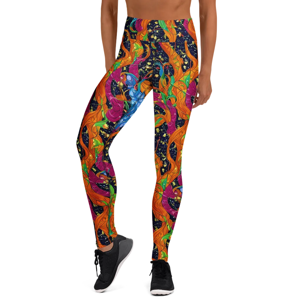 Tropical Static on Yoga Leggings — Front