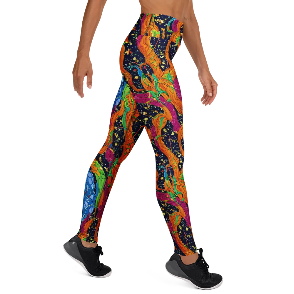 Tropical Static on Yoga Leggings — Right