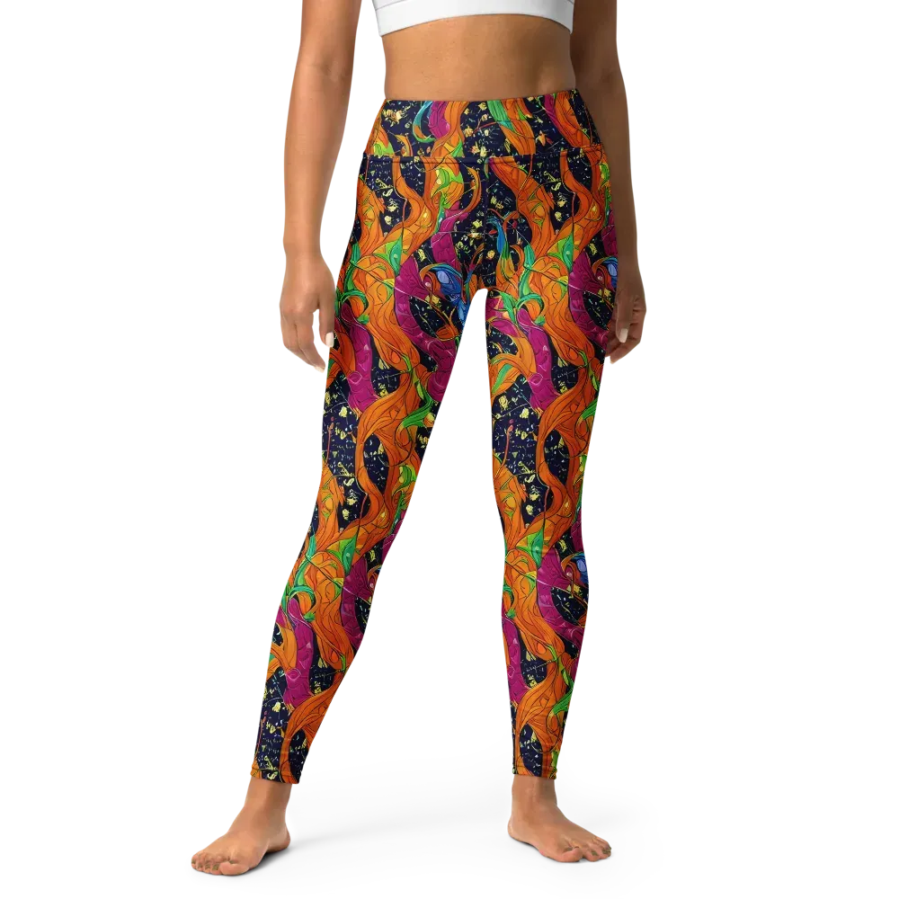 Tropical Static on Yoga Leggings — Front
