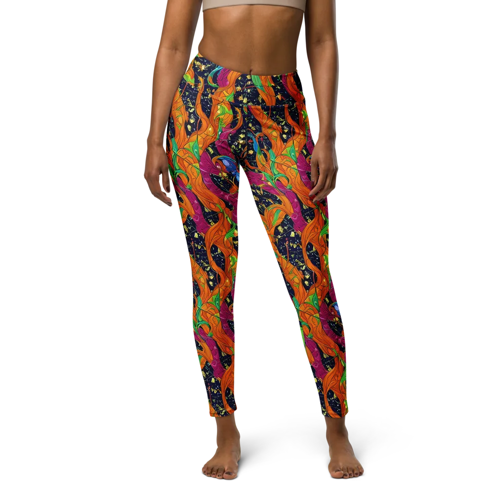 Tropical Static on Yoga Leggings — Front