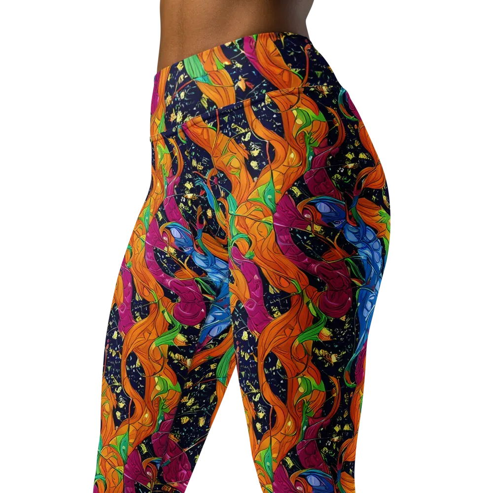 Tropical Static on Yoga Leggings — Left Front