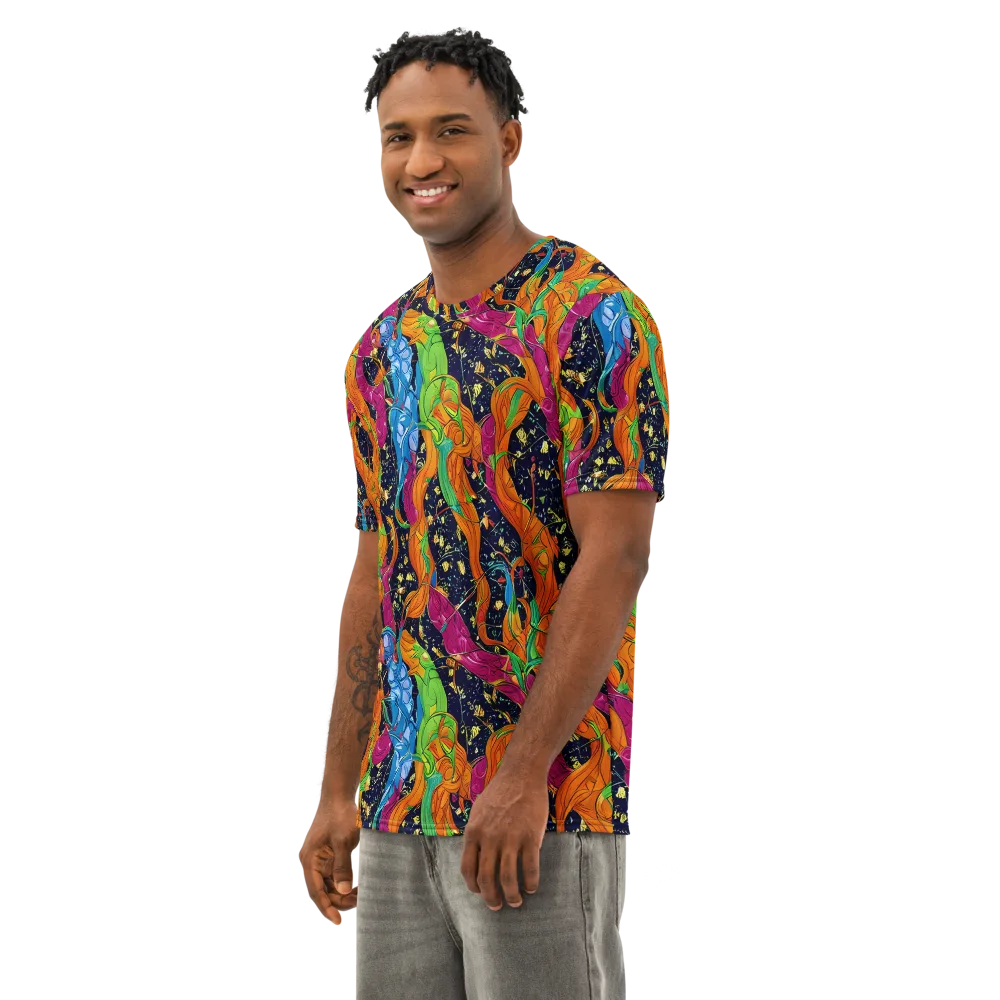 Tropical Static on Men's Cotton Crew Neck T-Shirt — Left Front