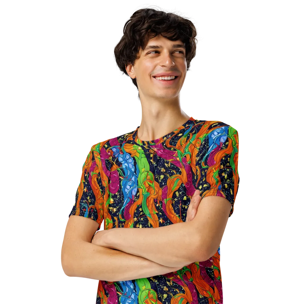 Tropical Static on Men's Crew Neck T-Shirt — Left Front