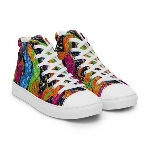 Tropical Static on a Men's High Top Canvas Shoes
