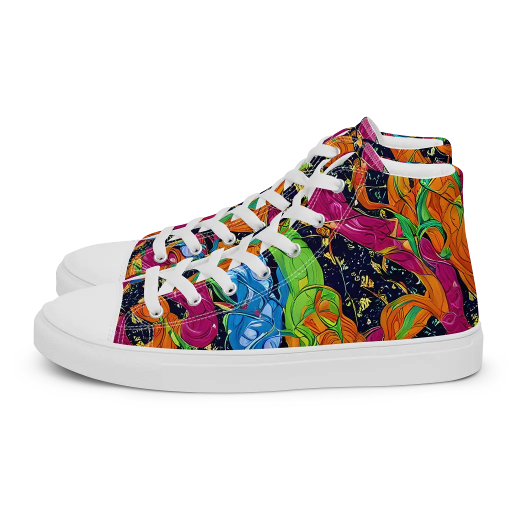 Tropical Static on Men's High Top Canvas Shoes — Left