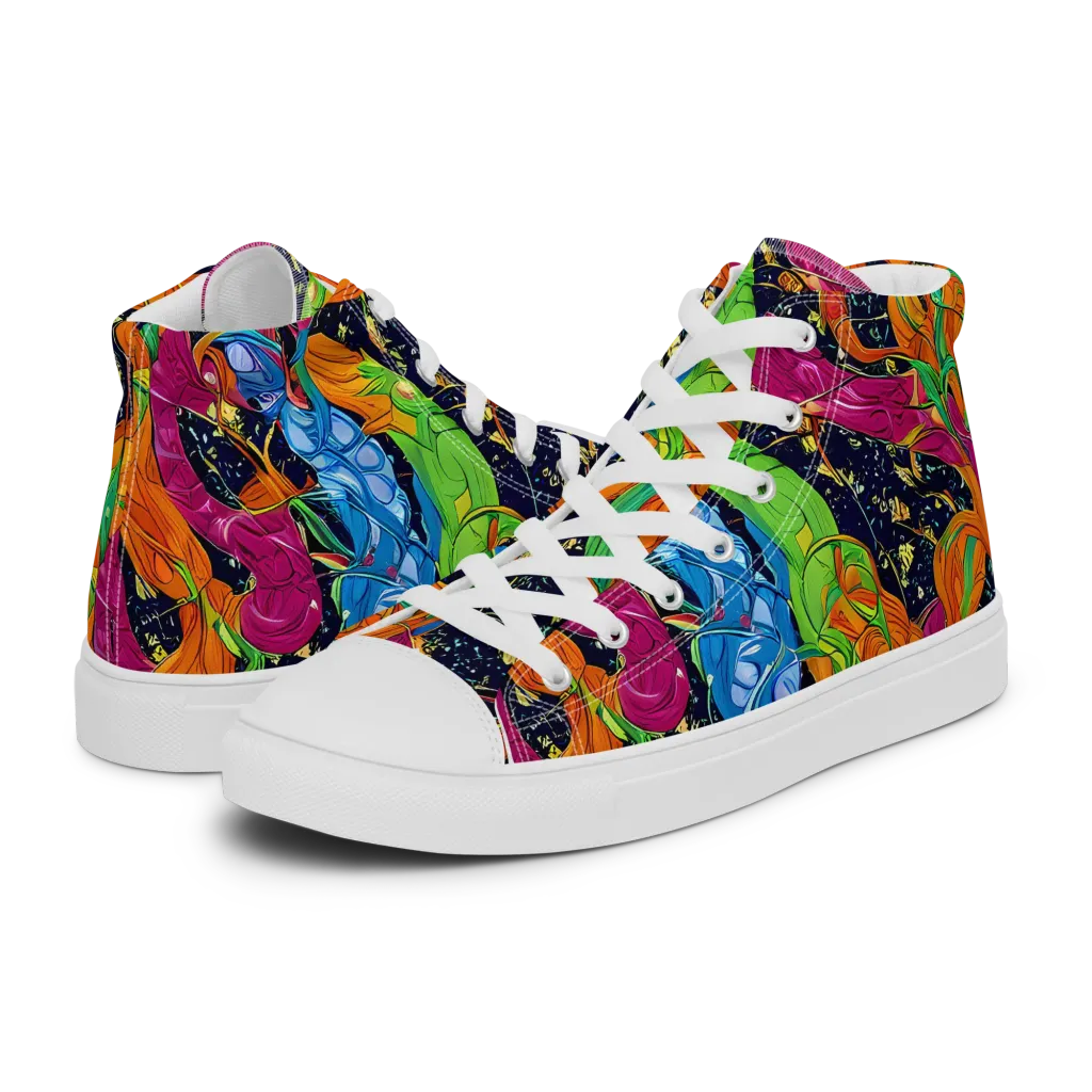 Tropical Static on Men's High Top Canvas Shoes — Left