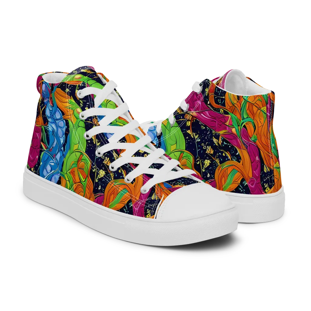 Tropical Static on Men's High Top Canvas Shoes — Right