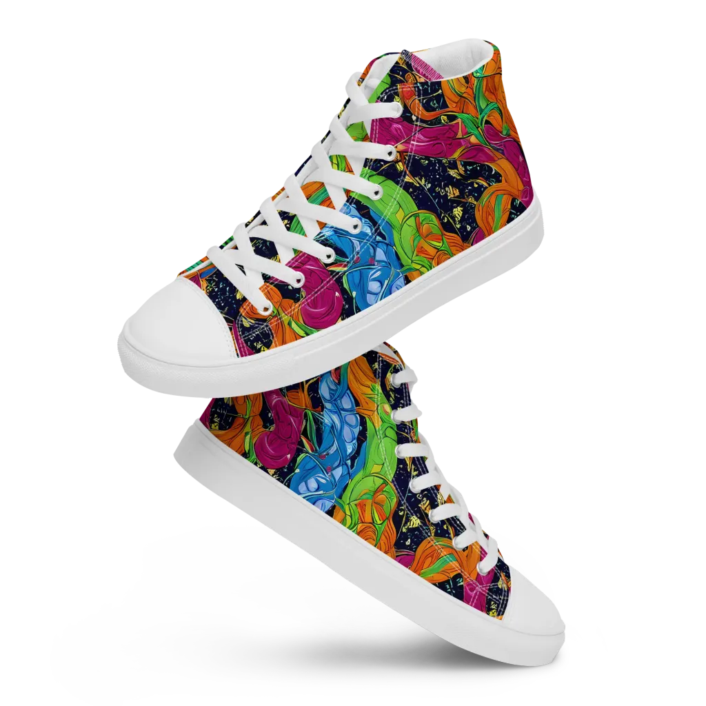 Tropical Static on Men's High Top Canvas Shoes — Front