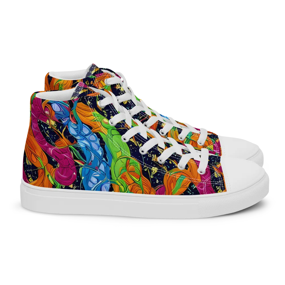 Tropical Static on Women's High Top Canvas Shoes — Right