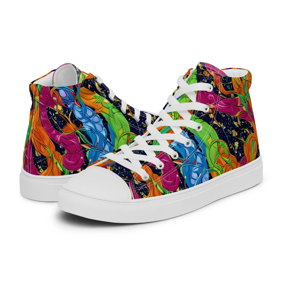 Tropical Static on Women's High Top Canvas Shoes — Left