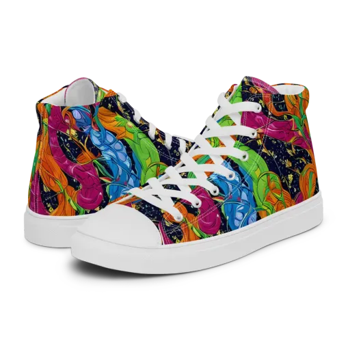 Tropical Static on a Women's High Top Canvas Shoes