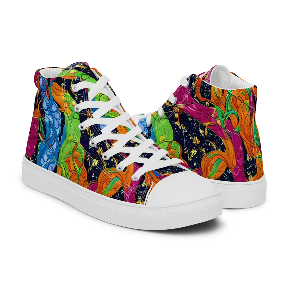Tropical Static on Women's High Top Canvas Shoes — Right