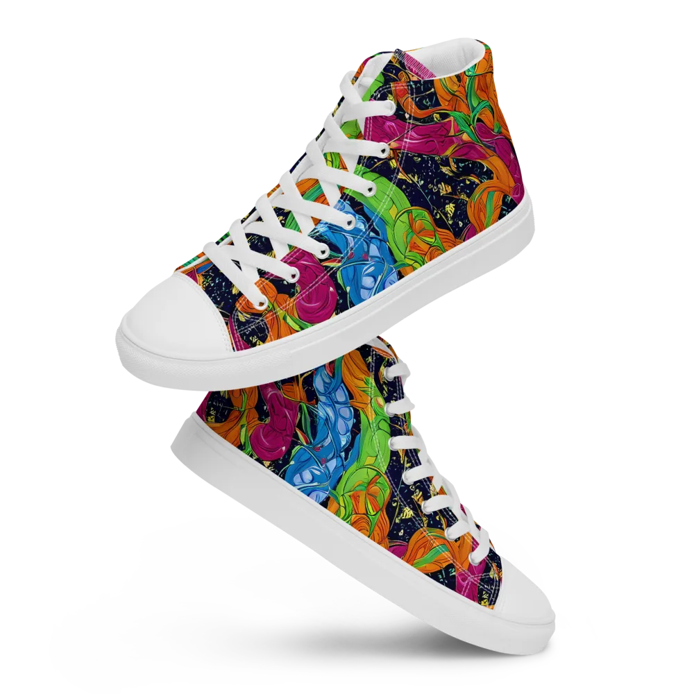 Tropical Static on Women's High Top Canvas Shoes — Front