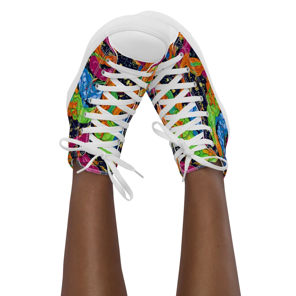 Tropical Static on Women's High Top Canvas Shoes — Front