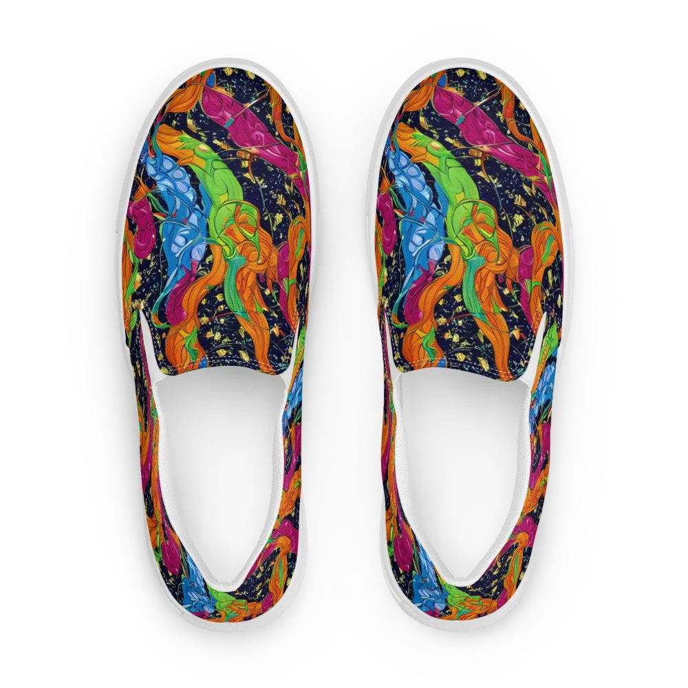 Tropical Static on Men's Slip-On Canvas Shoes — Front