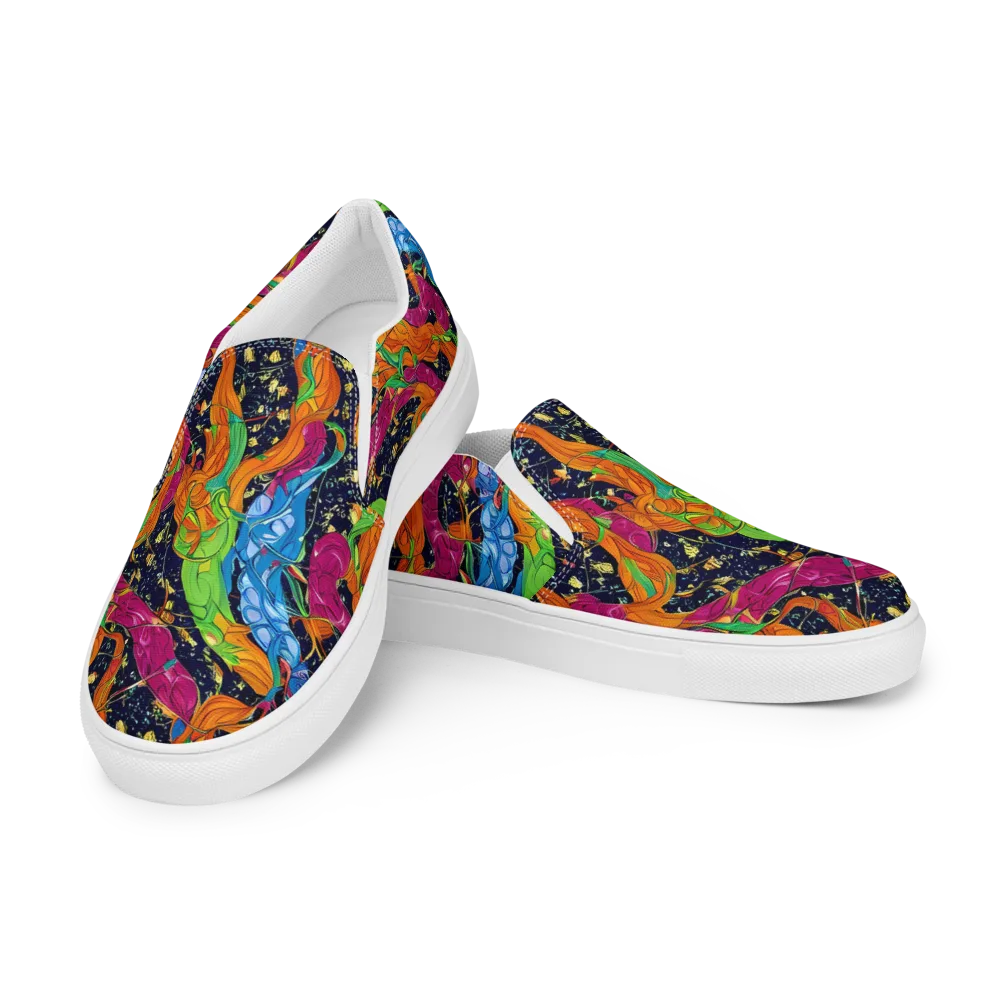 Tropical Static on Men's Slip-On Canvas Shoes — Left Front