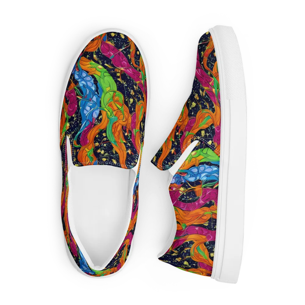 Tropical Static on Men's Slip-On Canvas Shoes — Front