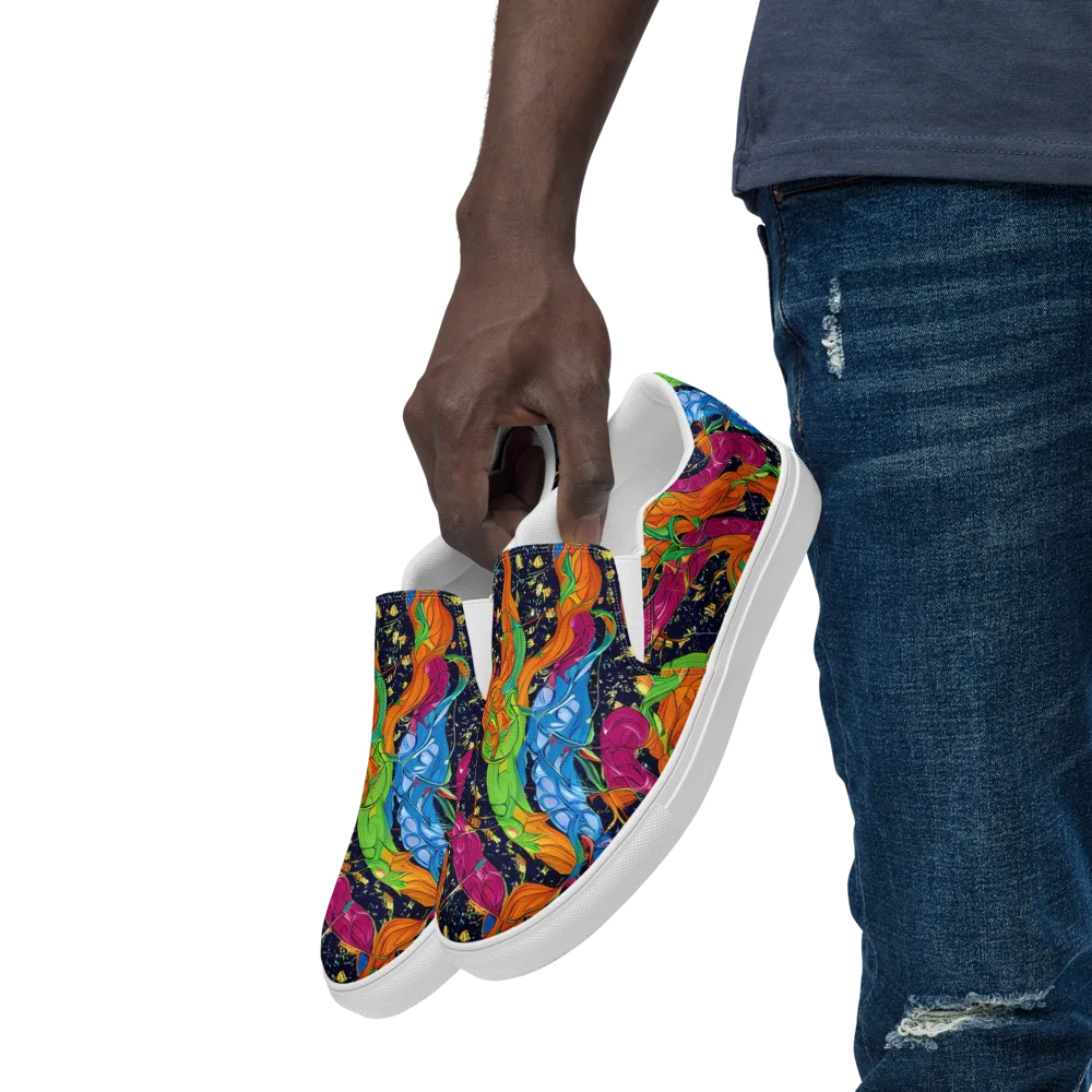 Tropical Static on Men's Slip-On Canvas Shoes — Left Front