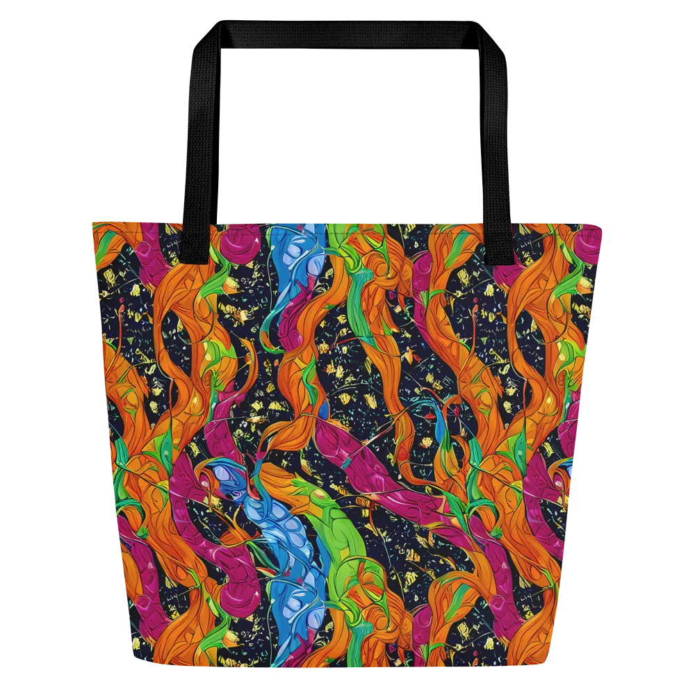 Tropical Static on Large Tote Bag W/ Pocket — Front