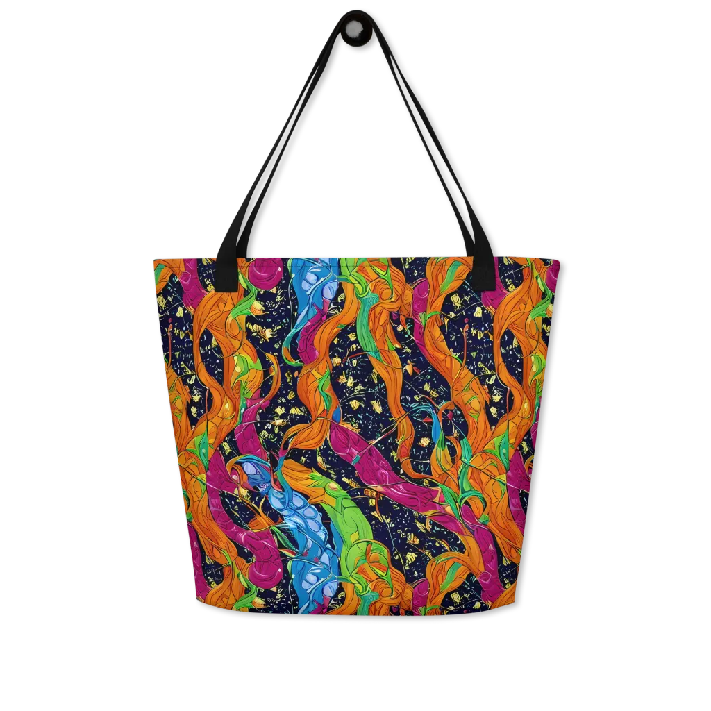 Tropical Static on Large Tote Bag W/ Pocket — Front