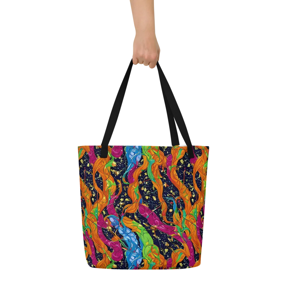 Tropical Static on Large Tote Bag W/ Pocket — Front