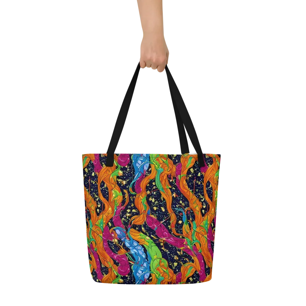 Tropical Static on Large Tote Bag W/ Pocket — Front