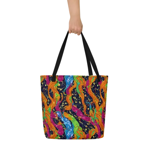 Tropical Static on a Large Tote Bag W/ Pocket