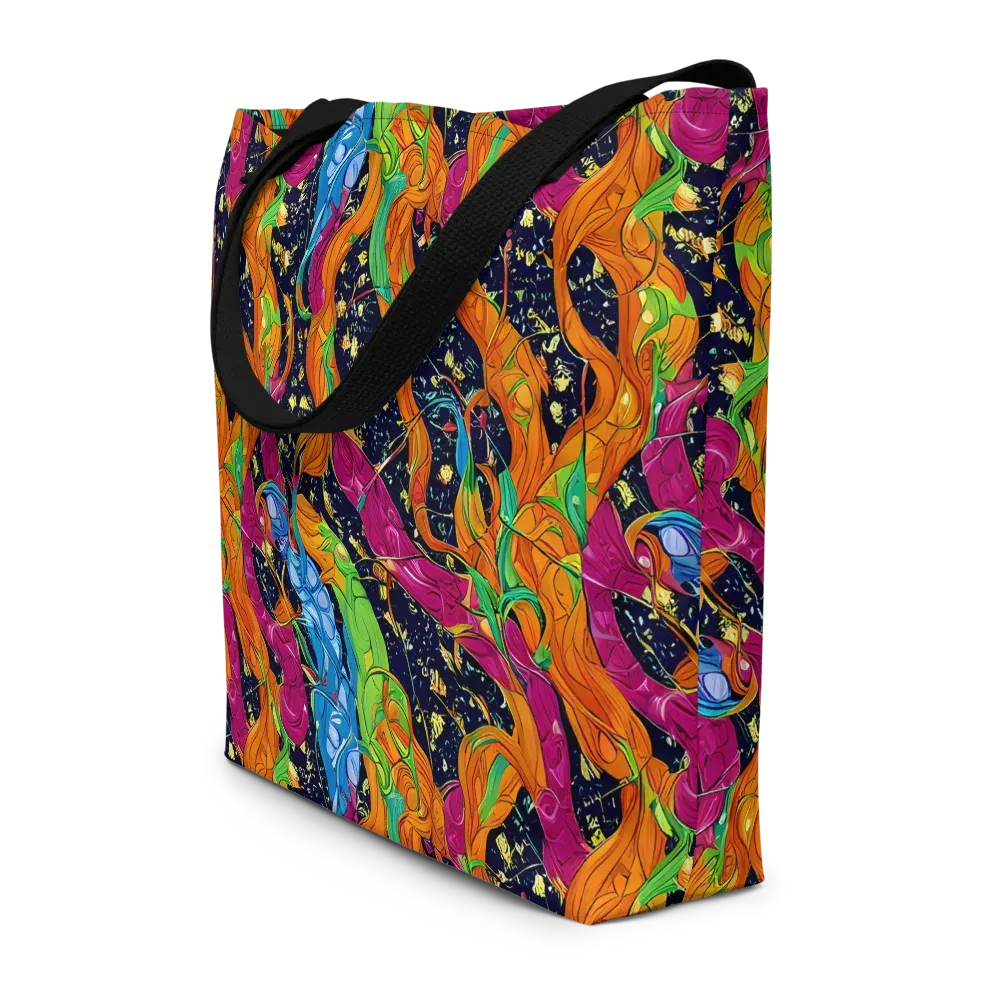 Tropical Static on Large Tote Bag W/ Pocket — Front
